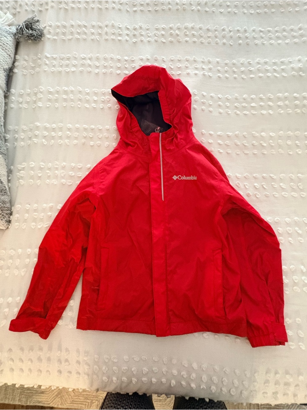 Columbia Kids Bright Red Hooded Raincoat, 6/7